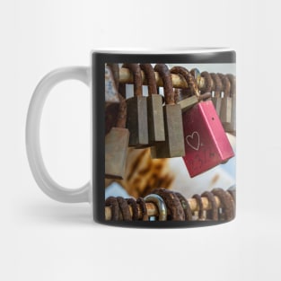 Red love lock with heart Mug